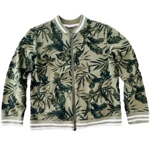 Old Navy Girls L (10-12) Zip Up Fleece Lined Palm Print Jacket